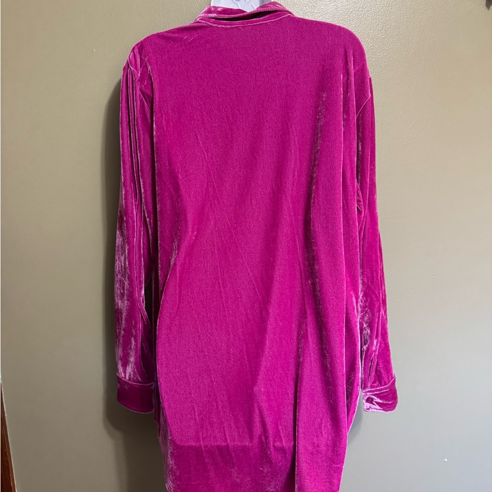 Soft Surroundings crushed velvet button-down boyfriend shirt, Size XL - Picture 2 of 4